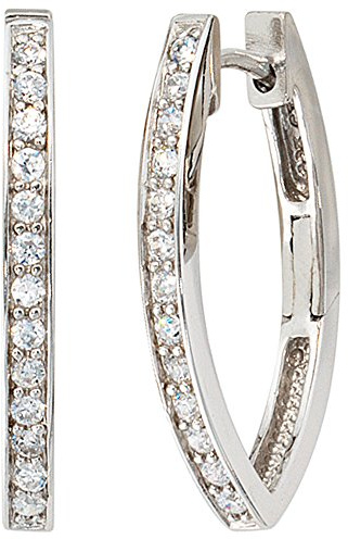 Jobo Damen-Creolen aus 925 Silber mit Zirkonia spitz oval