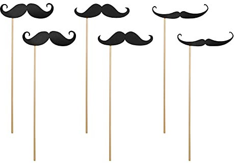 Fotobox Requisiten Schnurrbart 6er Set Foto Zubehör Accessoires Utensilien Fotospiel Hochzeit Party Photo Booth Baffi Zubehör, 24 cm, 6 Stück