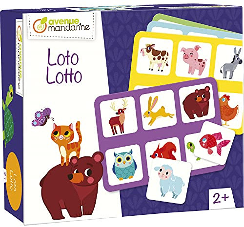 My Mandarine 42761O Lotto (mit 24 Karten aus Karton, ideal für die Motorik Ihres Kindes, geeignet ab 2 Jahren) 1 Pack Haustiere