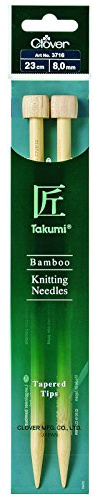 Clover Stricknadeln, einseitiger Takumi-Bambus, 23 cm, 8mm