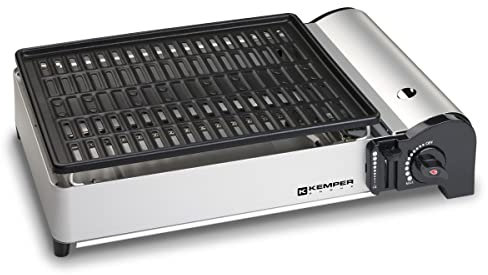 Kemper – Barbacoa de gas portátil a gas 1,9 KW compacta placa anti adhesive mesa balcones terrazas camping mesa