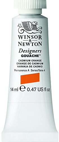 Winsor & Newton Series 4 14ml Tube Designers' Gouache - Cadmium Orange, (Pack of 1), 0605089