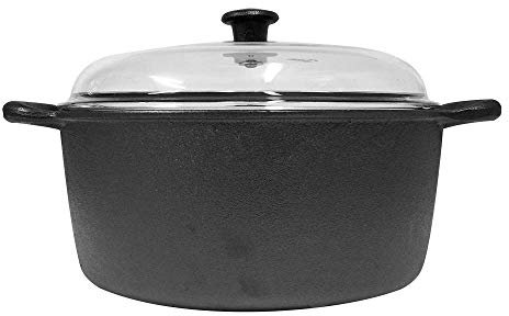 Carl Victor - Bräter Gusseisen Pfanne Topf 28 cm, 7L Glasdeckel Rund
