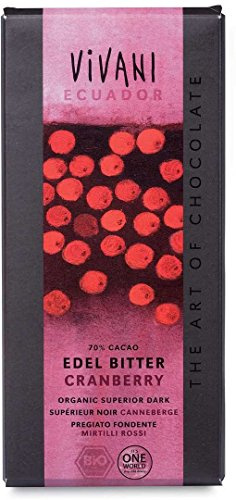 Vivani Organic Superior Dark Cranberry 70% Cocoa Ecuador Caribe 100g (Pack of 10)