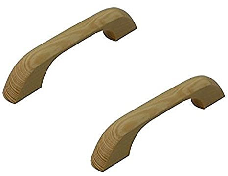 Merriway BH03368 (2 Pcs) Wood Oak 'D' Cupboard Cabinet Drawer Pull Handle Back Fix Unfinished 100mm (4 inch) - Pack of 2 Pieces