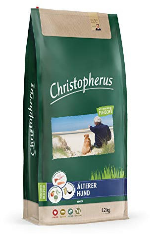 Christopherus Senior, Vollnahrung für den älteren Hund ab dem 6. Lebensjahr, Trockenfutter, Geflügel, Lamm, Ei, Reis, Krokettengröße ca. 1 cm, Älterer Hund, 12 kg