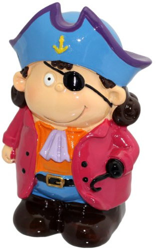 Lustige Spardose Pirat mit Hut 14 cm Polyresin