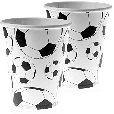 10 Gobelets en cartons Ballon Football 200 ML - Blanc - Taille Unique