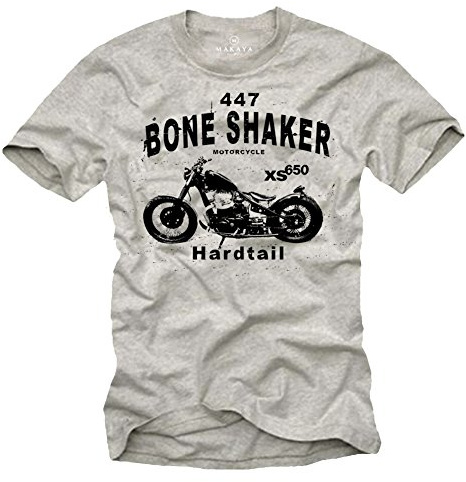 MAKAYA Biker T-Shirt für Herren Bobber Xs 650 Motorrad Grau Größe S-XXXL