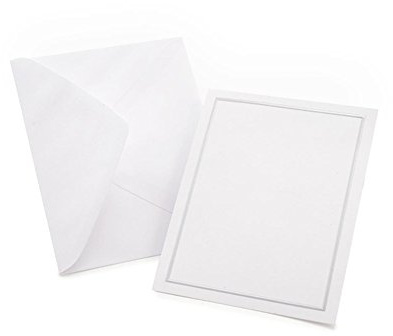 Gartner Studios Allzweckkarten mit silberfarbenem Folienrand, inklusive Umschläge, weiß und Platin, 10,7 x 14,9 cm, 50 Stück