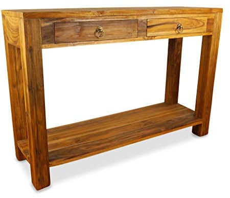 livasia Asiatische Anrichte aus Massivholz – 110x35x75cm – Handgefertigt, Sideboard aus nachhaltigem Teak Holz, Robust und Zeitlos (Braun)