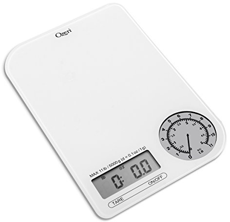 Ozeri Rev Digital Kitchen Scale with Electro-Mechanical Weight Dial, Gray Dial