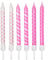 Polka-Dot & Stripe Candles Light Pink & White with Holders