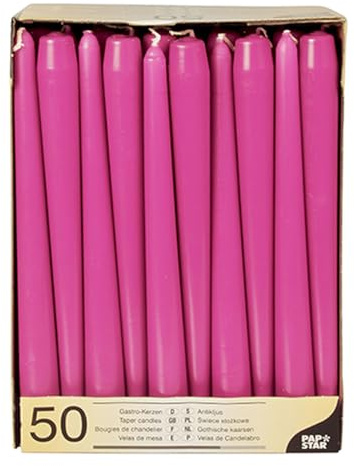 PAPSTAR 100 Leuchterkerzen Ø 2,2 cm 25 cm Fuchsia Spitzkerzen