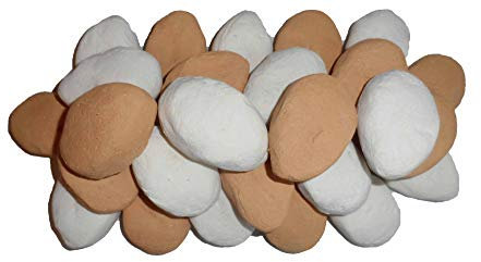 The Stove Wizard 15 Large Beige White Ceramic Gas Fire Pebbles, Suitable for Gas, Bio Ethanol, LPG and Electric Fires, Approx Size 70mm x 50mm x 40mm