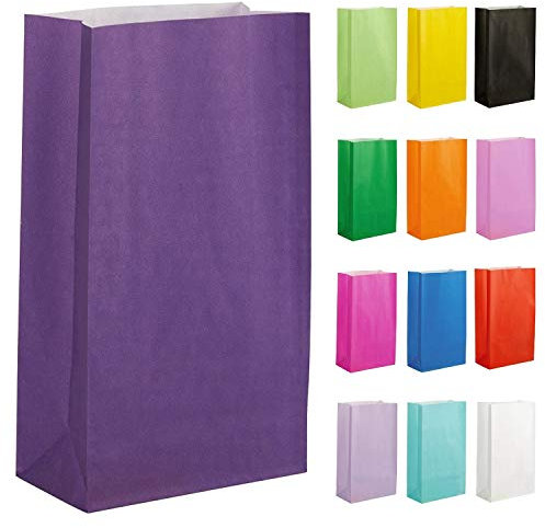 Thepaperbagstore 10 Dunkelviolette Partytüten aus Papier – 14x24.5x7cm - Bunte Geschenktüten aus Papier für Erwachsenenpartys, Geburtstage, Hochzeiten, Junggesellinnenabschiede und Süßigkeiten