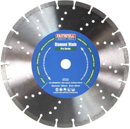 Faithfull FAIDB300PRO Paving Slab, Concrete, Brick, Kerb Stone Professional Diamond Cutting Blades 300mm (12in)
