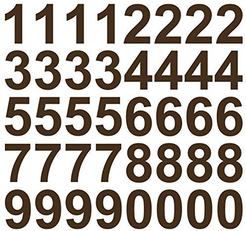 kleb-Drauf | 40 Zahlen, Höhe je 10 cm | Braun - matt | Wandtattoo Wandaufkleber Wandsticker Aufkleber Sticker | Wohnzimmer Schlafzimmer Kinderzimmer Küche Bad | Deko Wände Glas Fenster Tür Fliese