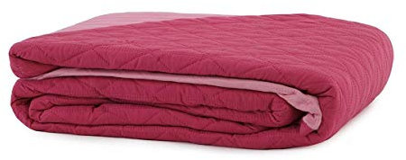 Copriletto Trapuntato Trapuntino Bicolore per Letto Matrimoniale M606 Fucsia-Rosa