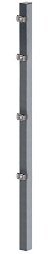 Alberts 677718 Zaunpfosten mit Klemmlasche und Zubehör | feuerverzinkt, anthrazit kunststoffbeschichtet (RAL 7016) | Länge 1750 mm | 60 x 40 mm