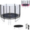 Happy Garden Pack Premium Trampoline de Jardin Rond pour Enfants 245cm réversible Gris/Rose Canberra + Filet, échelle, bâche et kit d'ancrage, Montage Facile