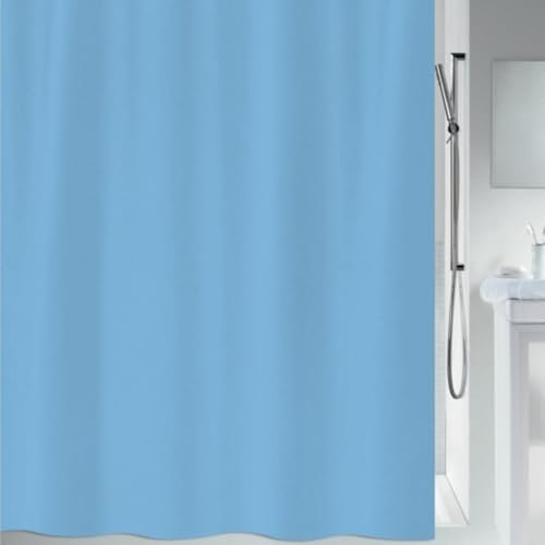 Spirella Anti-Schimmel Duschvorhang - Anti-Bakteriell, waschbar, wasserdicht - Polyester, „Primo “ 240x180cm Hellblau