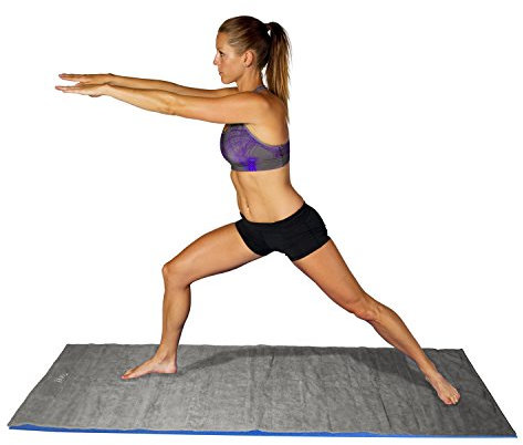 Tone Fitness Long Yoga Mat Towel, 24 x 68, Gray