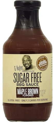 G Hughes BBQ Sauce SugarFree Maple Brown