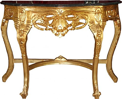 Casa Padrino Barock Konsolentisch Gold/Schwarz mit Marmorplatte Mod2 - Konsole