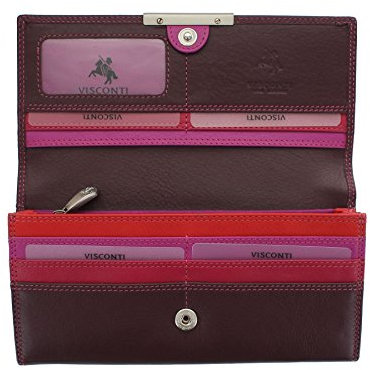 Visconti Porte-Monnaie Rio en Cuir Souple pour Femmes Style RFID Blocage R11 Prune Multi