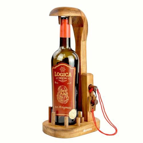 Logica Spiele Art. Vorhängeschloss Nicht Für Alkoholiker- Flaschen-Tresor - Schwierigkeit 3/6 Schwierig - Flaschenträger Geduldspiele - Denkspiel aus Edlem Holz