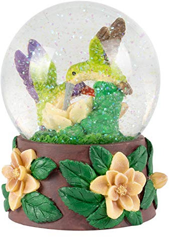 Kolibris und Magnolien Glas Schneekugel spielt Musik Lied Waltz Of The Flowers