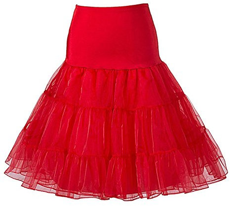 Boolavard 1950 Petticoat Reifrock Unterrock Petticoat Underskirt Crinoline für Rockabilly Kleid (L-XL, Rot)