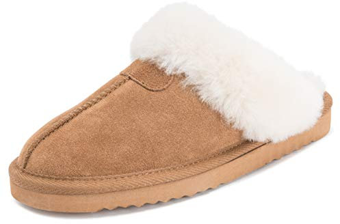 Polar Womens Real Suede Australian Winter Warm Mules - 7 - TAN40 YC0215