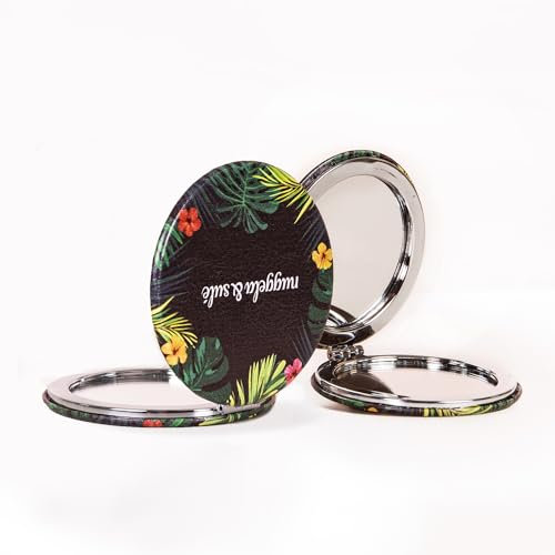Nuggela & Sulé Pocket Mirror HAWAII. Espejo Circular de Bolsillo Doble, con aumento 2x.