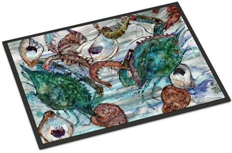 Caroline 's Treasures 8965jmat Garnelen, Krebse und Austern in Wasser Innen-Matte, 61 cm H x 91,4 cm W, Multicolor