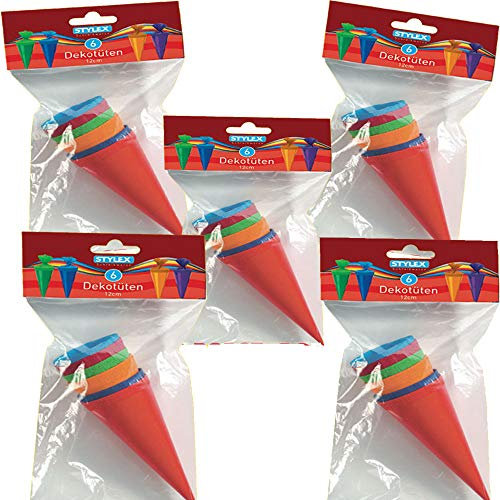 30 (5x 6Stk) Deko Schultüten Dekotüten 12cm lang