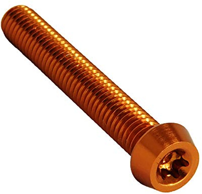 F26 Aluminium M5 Torx T25 Schraube 7075 DIN 912, 30 mm, Orange | Leichte Fahrrad Schraube aus Aluminium 7075, Innensechskant DIN 912, Torx T25
