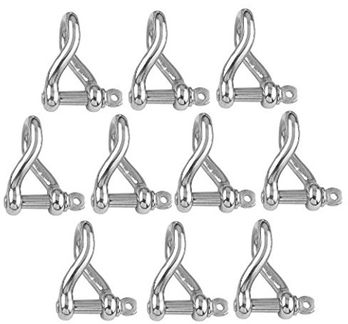 Versandbox24 10 Stück Rundschäkel 8mm Edelstahl A4 gedrehte Form Schäkel