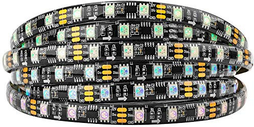 BTF-LIGHTING WS2811 RGB adressierbare Traum Farbe LED-Streifen 5m 60LEDs/m 20Pixels/m 300LEDs 100pixels IP65 Spritzwassergeschützt Schwarz PCB Flexibel DC12V Lauflicht Effekt für Heimdekoration