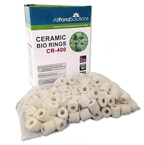 allpondsolutions Ceramic Rings Biological Filter Media For Aquarium Fish Tank & Pond 400g with Mesh Net.