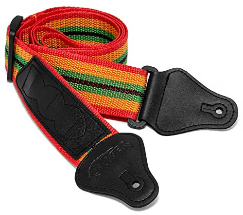 TIGER STP2-RB Nylon Guitar Strap for Acoustic, Classical, Electric and Bass Guitars Reggae Design