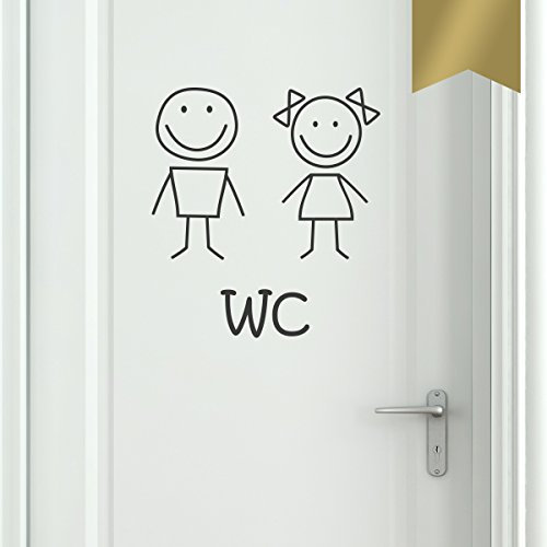 Wandkings WC Tür AufkleberFrau & Mann im Smiley-Style 11 x 12 cm gold - erhältlich in 33 Farben