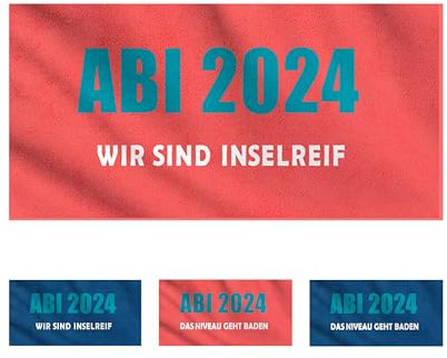 jilda-tex Abistrandtuch 90x180 cm Abihandtuch Strandtuch Strandtuch Abi 2024 Abitur (Wir sind inselreif Koralle)