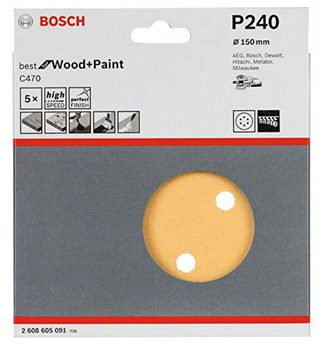 Bosch 2608605102 150 mm Sanding Sheets for Random Orbit Sanders