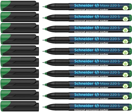 Schneider Maxx 220 S Universal-Marker (permanent, Cap-Off-Ink, 0,4 mm) 10er Packung grün