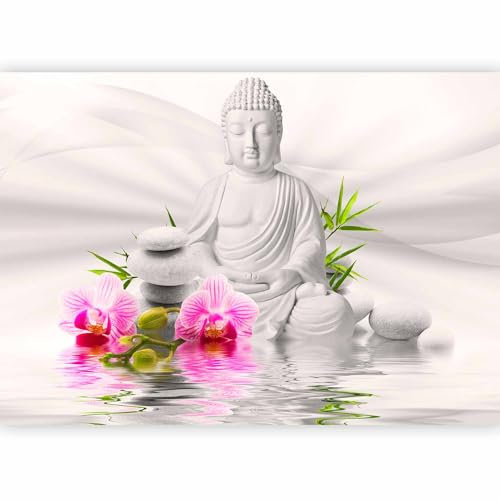 murando - Vlies Fototapete Buddha 150x105cm - Foto Tapete Schlafzimmer Wohnzimmer Moderne Vliestapete XXL Wandtapete Motivtapeten 3d Effekt Wand Dekoration - Natur Blumen Orchidee Zen b-A-0011-a-b