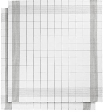 De Witte Lietaer 200064 Mixte Lot de 2 Torchons Lin/Coton Gris 68 x 68 cm