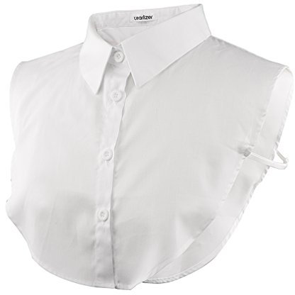 Wearlizer Frauen Kragen Abnehmbare Hälfte Shirt Bluse in Baumwolle Weiß/Schwarz/Jeans, Weiß, Einheitsgröße