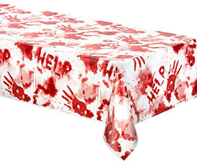 Amscan 570013-55 - Tischdecke Bloody Good Time, Größe 140 x 243 cm, aus Plastik, Halloween, Horror-Party, Mottoparty
